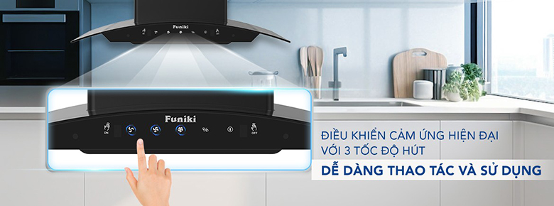 Hút mùi kính cong 70cm Funiki HKH9654-cảm ứng Hút mùi kính cong 70cm Funiki HKH9654-cảm ứng