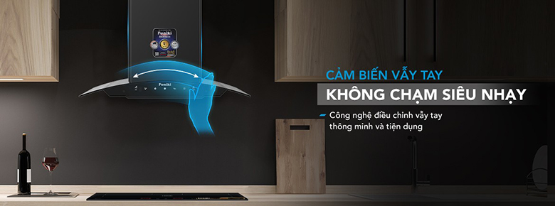 Hút mùi kính cong 70cm Funiki HKH9654-cảm ứng Hút mùi kính cong 70cm Funiki HKH9654-cảm ứng