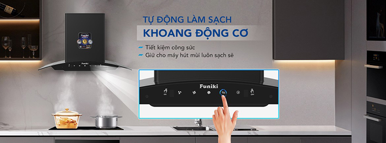 Hút mùi kính cong 70cm Funiki HKH9654-cảm ứng Hút mùi kính cong 70cm Funiki HKH9654-cảm ứng
